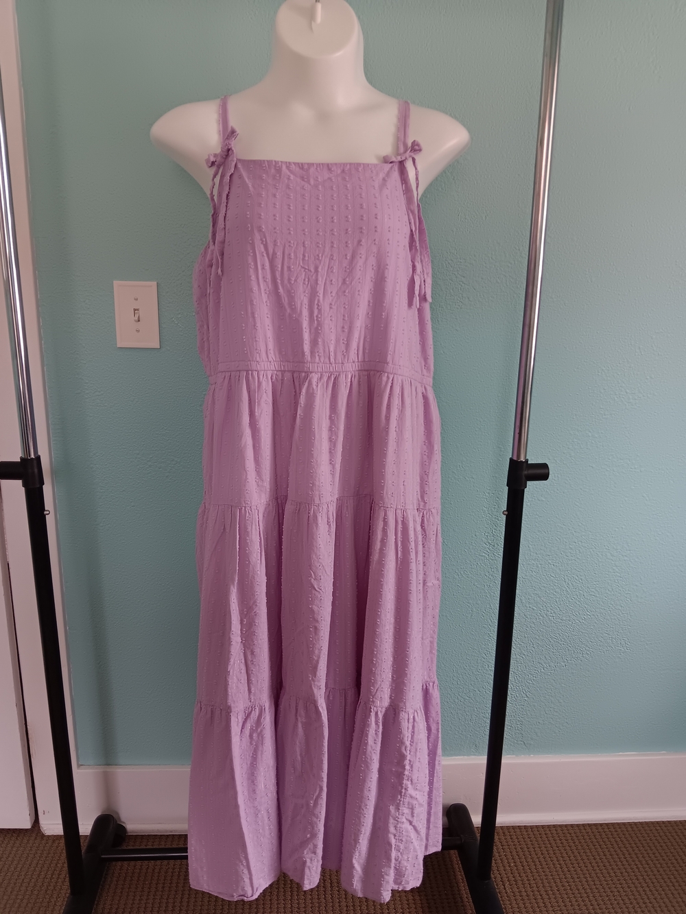Lane Bryant Size 20 - 2x Lavender Tiered Maxi Sundress with Spaghetti Bow Straps